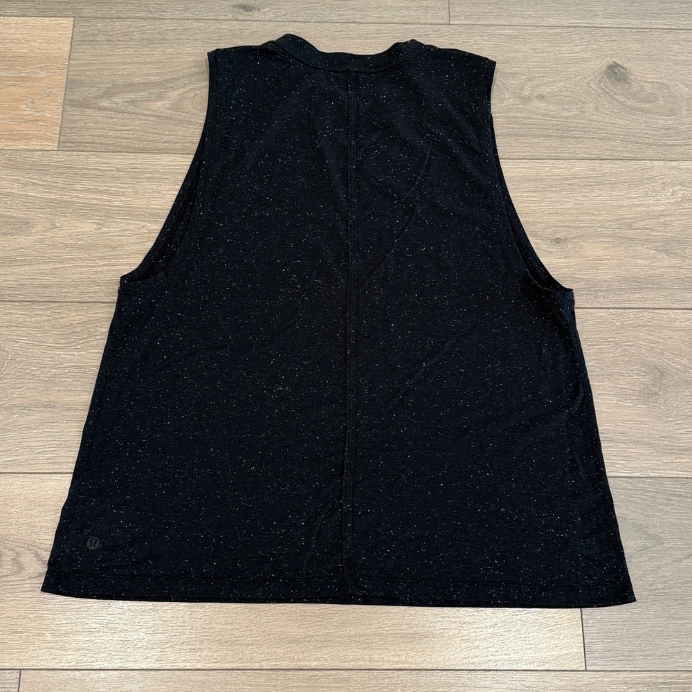 LULULEMON Black White Speckle All Yours Boyfriend Tank Active Muscle Top Size 12 - Picture 3 of 11